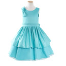A-Line Round Tea Length Satin Easter Dress/ Little Girls Party Dress