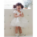 Ball Gown Cap Sleeves Short Organza Flower Girl Party Dress for Wedding