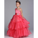 Stunning Ball Gown Asymmetric Floor Length Satin Flower Girl Dress