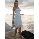 Classic Charming A-Line Strapless Short Beach Lace Petite Wedding Dress Under 100