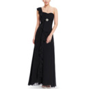 Stylish One Shoulder Black Long Chiffon Summer Bridesmaid Dress