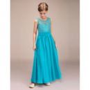 Affordable Ankle Length Chiffon Lace Junior Bridesmaid Dress