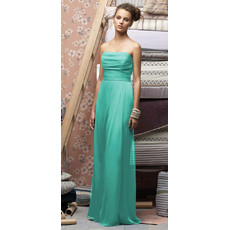 Affordable Designer Column Strapless Chiffon Floor Length Bridesmaid Dress