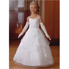 Girls Beautiful First Communion Dress with Lace Jackets/ Cute Satin Flower Girl Dress