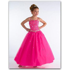 Girls Fuchsia Easter Girls Dress/ Sequin Organza Flower Girl Dress