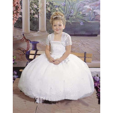 Girls Classic Ball Gown Ankle Length White Holy First Communion Dress with Jackets