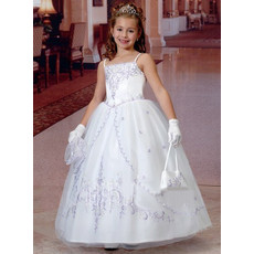 Beautiful Ball Gown Ankle Length Organza White First Communion Dresses with Lace Jackets