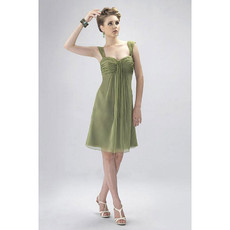 Affordable Empire Knee Length Pleated Chiffon Bridesmaid Dress for Wedding Party