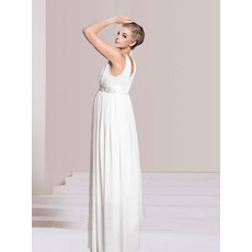 Discount Custom Empire V-Neck Floor Length Chiffon Maternity Wedding Dress