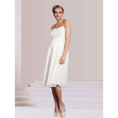 Discount Custom Empire Strapless Knee Length Lace Maternity Wedding Dress