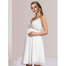 Discount Custom Chiffon Empire Spaghetti Straps Short Maternity Wedding Dress