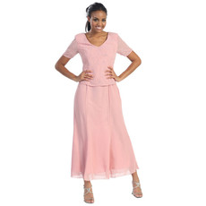 Affordable Classic Short Sleeves Chiffon Long Mother of the Bride/ Groom Dress