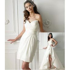Modern Sheath Sweetheart Mini Reception Wedding Dress/ Chic Petite Bridal Dress with Detachable Trains