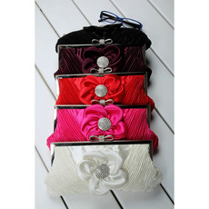 Beautiful Satin Evening Handbags/ Clutches/ Purses with Flower