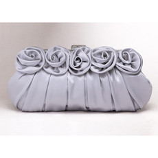 Inexpensive Silk Evening Handbags/ Clutches/ Purses with Flower