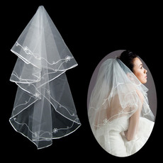Beautiful 1 Layer Tulle Wedding Veil with Applique for Bride