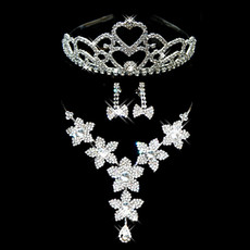 Crystal Earring Necklace Tiara Set Wedding Bridal Jewelry Collection