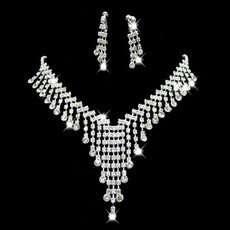 Cheap Crystal Earring Necklace Set Wedding Bridal Jewelry Collection