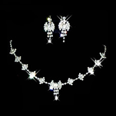 Cheap Crystal Earring Necklace Set Wedding Bridal Jewelry Collection