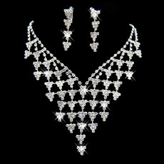 Cheap Crystal Earring Necklace Set Wedding Bridal Jewelry Collection