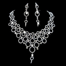 Pretty Crystal Earring Necklace Set Wedding Bridal Jewelry Collection