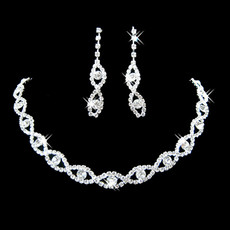 Pretty Crystal Earring Necklace Set Wedding Bridal Jewelry Collection