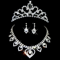 Beautiful Crystal Earring Necklace Tiara Set Wedding Bridal Jewelry Collection
