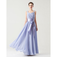 Inexpensive A-Line Sweetheart Long Chiffon Bridesmaid Dress with Sash