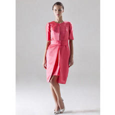 Chic Column Short Satin Bridesmaid Dress with Jackets for Wedding