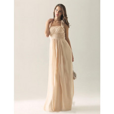 Elegant Column Halter Floor Length Chiffon Bridesmaid Dress