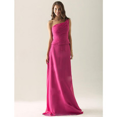 Simple A-Line One Shoulder Floor Length Chiffon Bridesmaid Dress