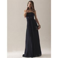 Cheap A-Line Strapless Floor Length Chiffon Bridesmaid Dress for Wedding