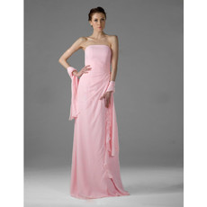 Vintage Chiffon Strapless Floor Length Bridesmaid Dress for Women