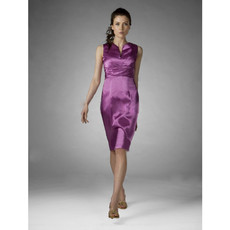 Vintage Bodycon Sheath/ Column Knee Length Satin Bridesmaid Dress