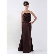 Mermaid/ Trumpet Strapless Floor Length Satin Bridesmaid Dress for Maid of Honour