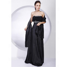 Cheap Custom A-Line Strapless Black Prom Evening Dress for Women