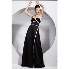 Modern A-Line Sweetheart Black Satin Prom Evening Dress for Women