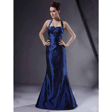 Vintage Mermaid Halter Floor Length Prom Evening Dress for Women