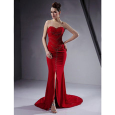 Classic Sheath/ Column Sweetheart Prom Evening Dress with Split for Women