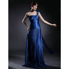 Vintage A-Line One Shoulder Floor Length Prom Evening Dress for Women