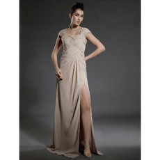 Classic Brush/ Sweep Train Chiffon Prom Evening Dress with Split for Women