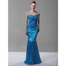 Modern Mermaid/ Trumpet Spaghetti Straps Satin Prom Evening Dress for Women