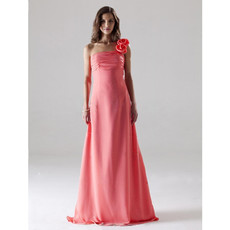 Classic Empire Chiffon One Shoulder Prom Evening Dress for Women