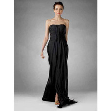 Sexy Column Strapless Floor Length Chiffon Prom Evening Dress