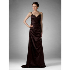 Vintage Spaghetti Straps Satin Prom Evening Dress for Women