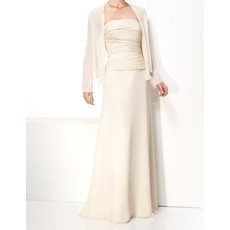 Elegant A-Line Strapless Floor Length Chiffon Mother Dress for Wedding