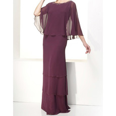 Designer Sheath Round Floor Length Chiffon Mother Dress for Wedding