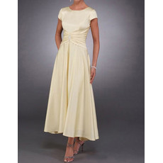 Modest Short Sleeves Ankle Length Satin Mother of the Bride/ Groom Dress