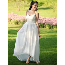 Casual Empire Spaghetti Straps Asymmetric Chiffon Dress for Spring Wedding