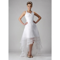 Inexpensive Designer Classic A-Line Straps High-Low Wedding Dress